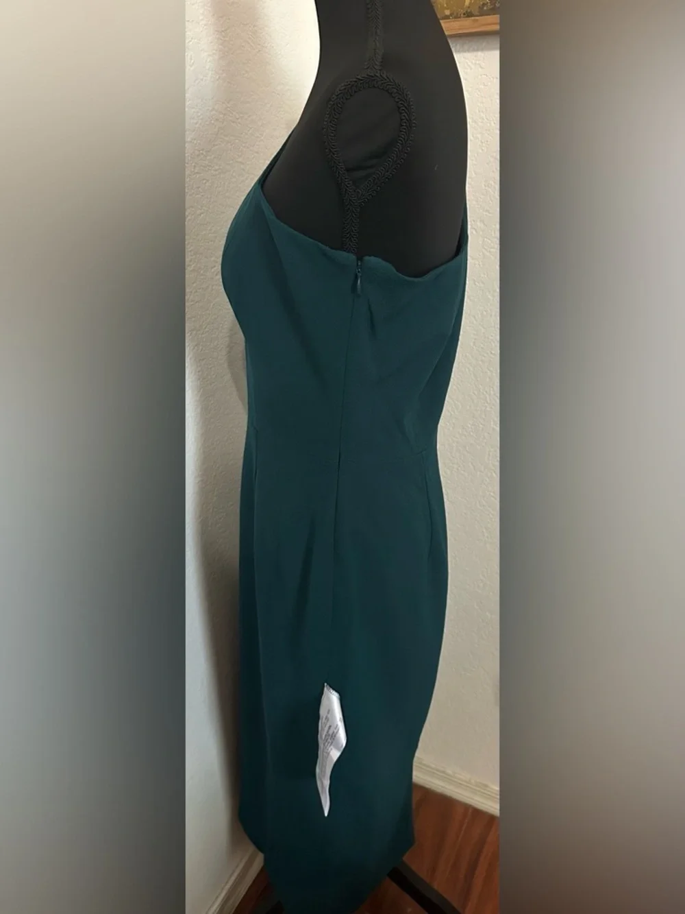 Dress the Population Tiffany One-Shoulder Pine Green Midi Dress - Size L NWT